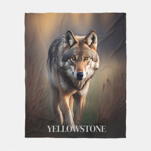 Yellowstone Wolf Fleece Blanket (Vorderseite)