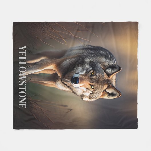 Yellowstone Wolf Fleece Blanket (Vorderseite (Horizontal))
