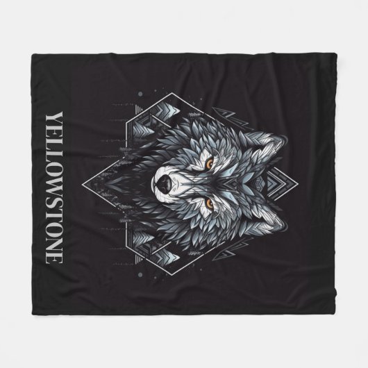 Yellowstone Wolf Fleece Blanket (Vorderseite (Horizontal))