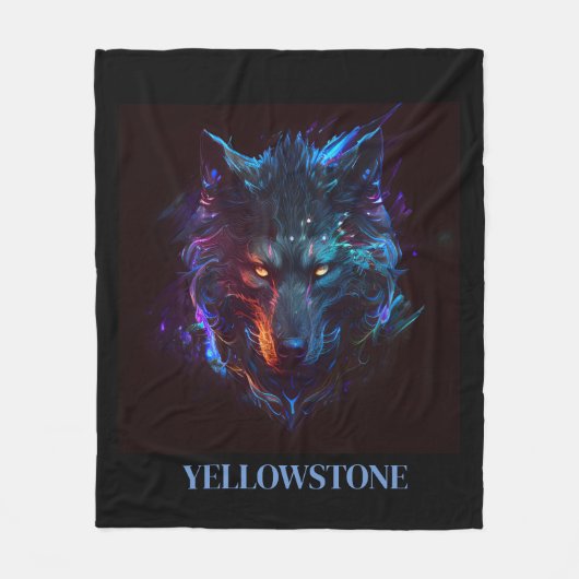 Yellowstone Wolf Fleece Blanket (Vorderseite)