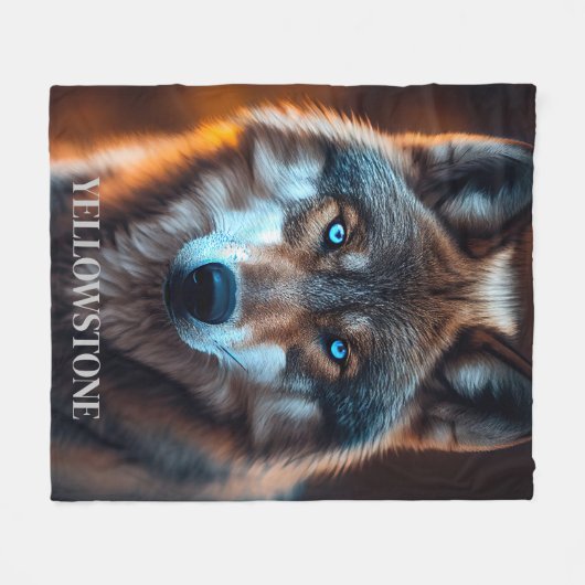 Yellowstone Wolf Fleece Blanket (Vorderseite (Horizontal))