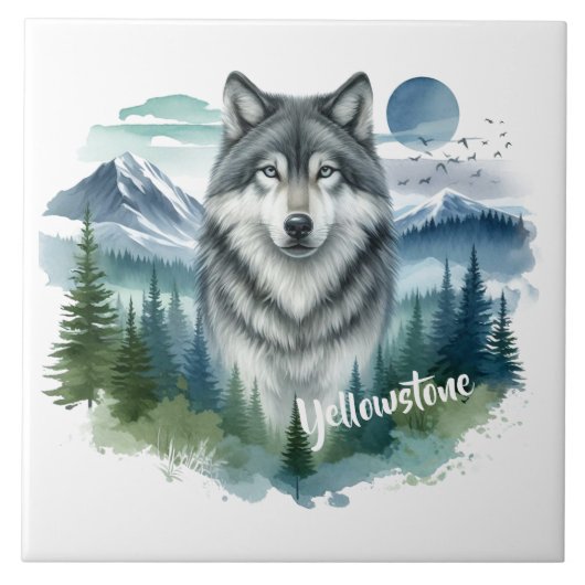 Yellowstone Wolf Fliese (Vorderseite)