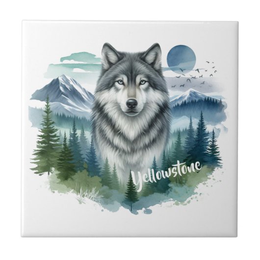 Yellowstone Wolf Fliese (Vorderseite)