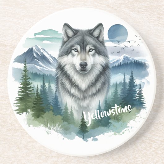 Yellowstone Wolf Getränkeuntersetzer (Vorne)