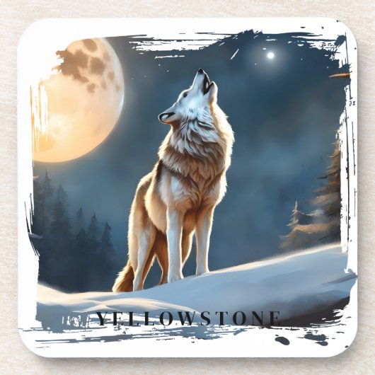 Yellowstone Wolf Getränkeuntersetzer (Vorderseite)