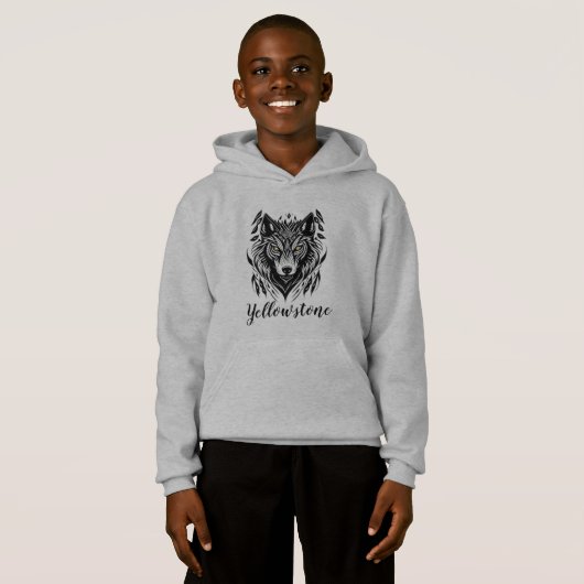 Yellowstone Wolf, Junge mit Top Hooded Sweatshirt (Vorne ganz)