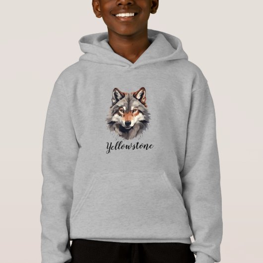 Yellowstone Wolf, Junge mit Top Hooded Sweatshirt (Vorderseite)
