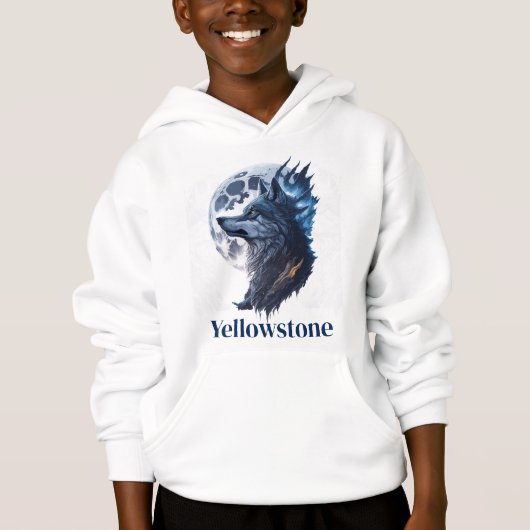 Yellowstone Wolf, Junge mit Top Hooded Sweatshirt (Vorderseite)