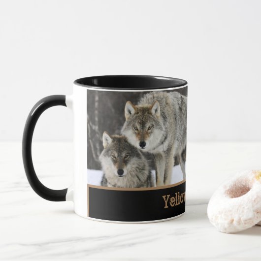 Yellowstone-Wolf-Kaffee-Tasse Zwei-Ton Tasse (Mit Donut)