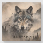 Yellowstone Wolf Sandstone Untersetzer (Vorderseite)