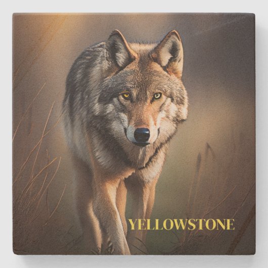 Yellowstone Wolf Sandstone Untersetzer (Vorderseite)