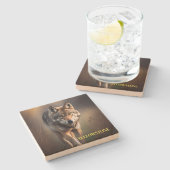 Yellowstone Wolf Sandstone Untersetzer (Seitenansicht)