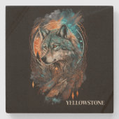 Yellowstone Wolf Sandstone Untersetzer (Vorderseite)