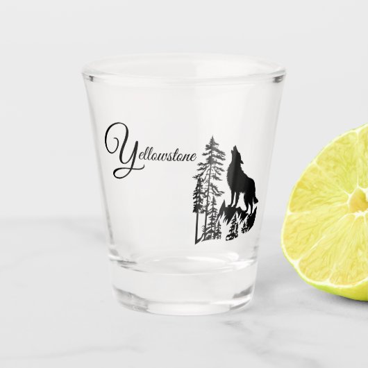 Yellowstone Wolf Schnapsglas (Vorderseite)