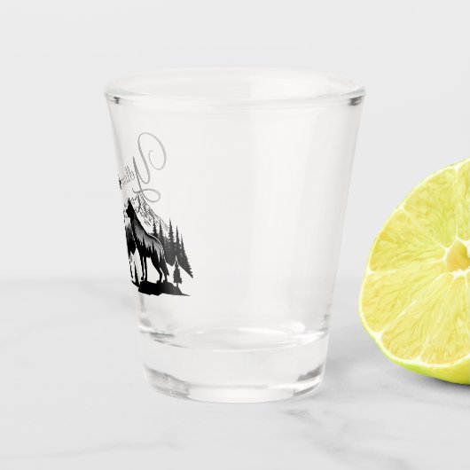 Yellowstone Wolf Schnapsglas (Rechts)