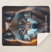 Yellowstone Wolf Sherpa Blanket Sherpadecke (Vorderseite (Horizontal))