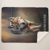 Yellowstone Wolf Sherpa Blanket Sherpadecke (Vorderseite (Horizontal))