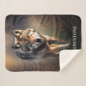 Yellowstone Wolf Sherpa Blanket Sherpadecke (Vorderseite (Horizontal))