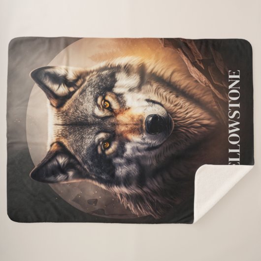 Yellowstone Wolf Sherpa Blanket Sherpadecke (Vorderseite (Horizontal))