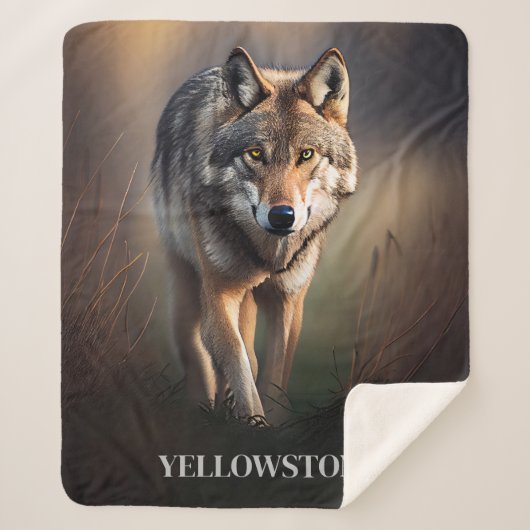 Yellowstone Wolf Sherpa Blanket Sherpadecke (Vorderseite)