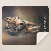 Yellowstone Wolf Sherpa Blanket Sherpadecke (Vorderseite (Horizontal))