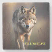 Yellowstone Wolf Stone Untersetzer (Vorderseite)