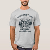 Yellowstone Wolf und Wasserfall T-Shirt (Vorderseite)
