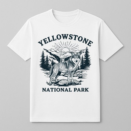 Yellowstone Wolf und Wasserfall T-Shirt