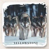Yellowstone Wolves Getränkeuntersetzer (Vorderseite)