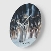 Yellowstone Wolves Große Wanduhr (Winkel)