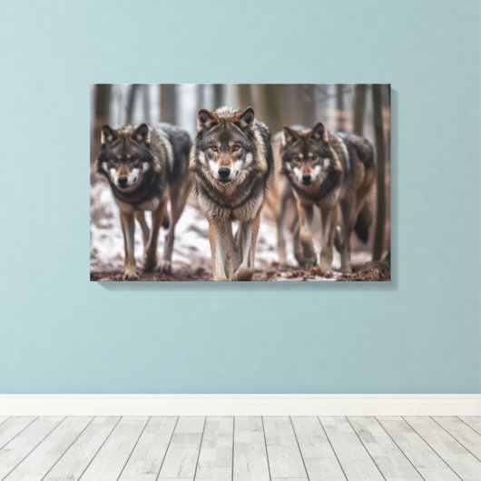 Yellowstone Wolves Leinwand Art (Insitu (Holzboden))