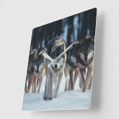Yellowstone Wolves Quadratische Wanduhr (Winkel)