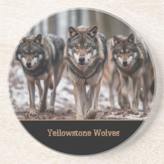 Yellowstone Wolves Sandstone Untersetzer (Vorne)