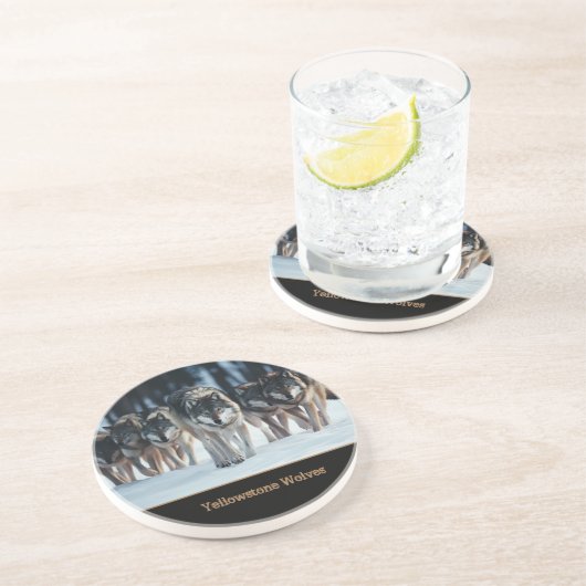 Yellowstone Wolves Sandstone Untersetzer (Seite)