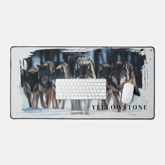 Yellowstone Wolves Schreibtischunterlage (Tastatur & Maus)