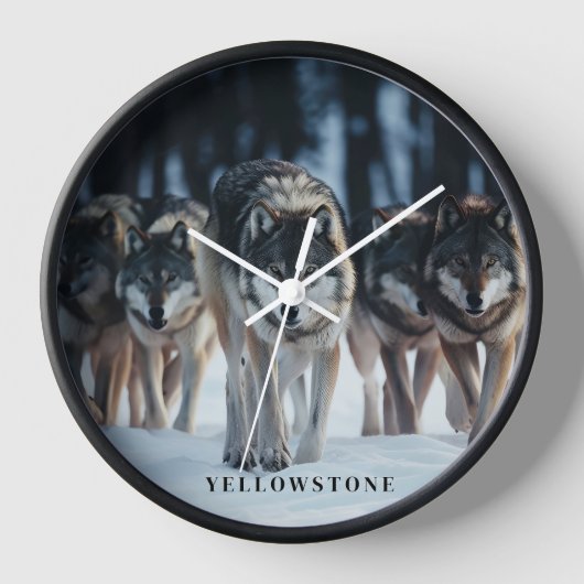 Yellowstone Wolves Uhr (Vorderseite)