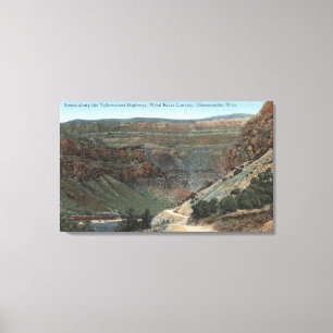 Yellowstone, WY - Yellowstone-Landstraße und Wind Leinwanddruck