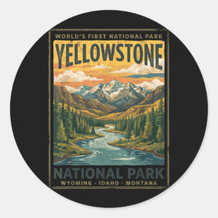 Yellowstone Wyoming Nationalparks Outdoor Natur Runder Aufkleber