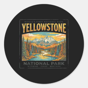 Yellowstone Wyoming Nationalparks Outdoor Natur Runder Aufkleber