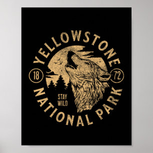 Yellowstone Wyoming Wolf Naturwandern im Freien Vi Poster