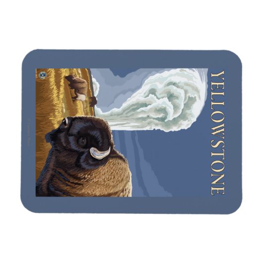 YellowstoneBison mit Alt Treu Magnet (Horizontal)