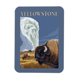 YellowstoneBison mit Alt Treu Magnet