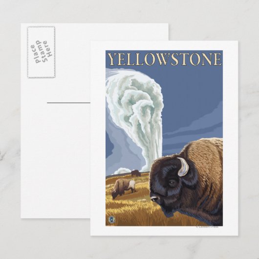 YellowstoneBison mit Alt Treu Postkarte (Vorne/Hinten)