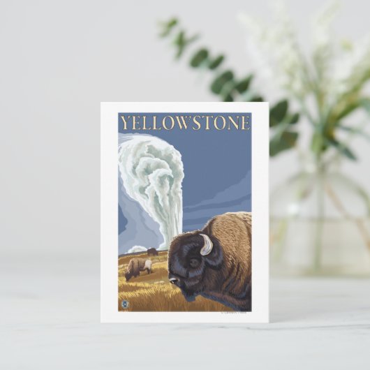 YellowstoneBison mit Alt Treu Postkarte (Stehend Vorderseite)