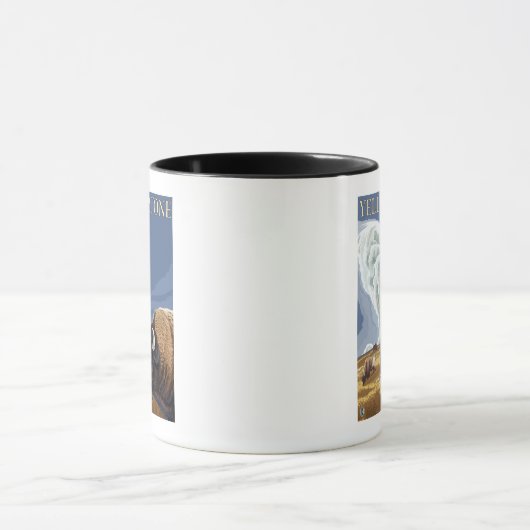 YellowstoneBison mit Alt Treu Tasse (Zentrum)