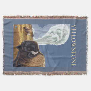 YellowstoneBison mit altem zuverlässigem Decke