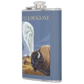 YellowstoneBison mit altem zuverlässigem Flachmann (Links)