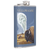 YellowstoneBison mit altem zuverlässigem Flachmann (Rechts)