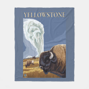YellowstoneBison mit altem zuverlässigem Fleecedecke