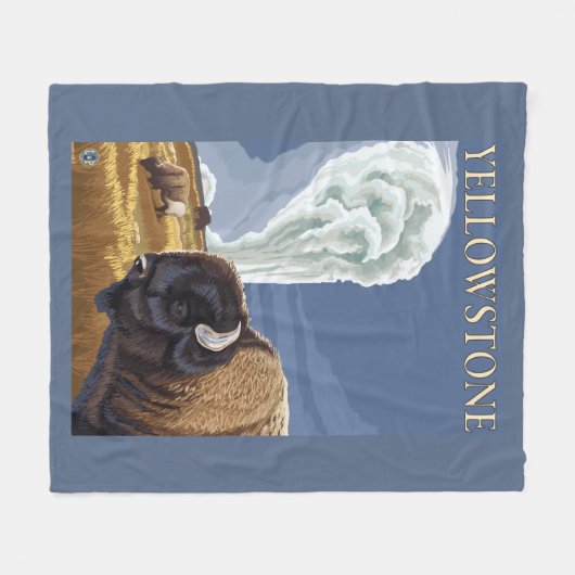 YellowstoneBison mit altem zuverlässigem Fleecedecke (Vorderseite (Horizontal))